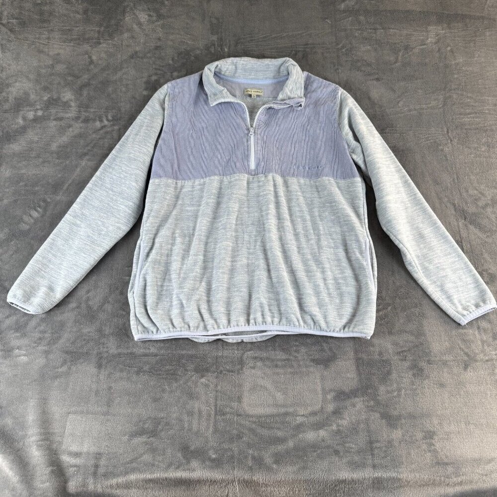 Simply‎ Southern Corduroy/Fleece 1/4 Zip Pullover Blue Size L Front Pockets